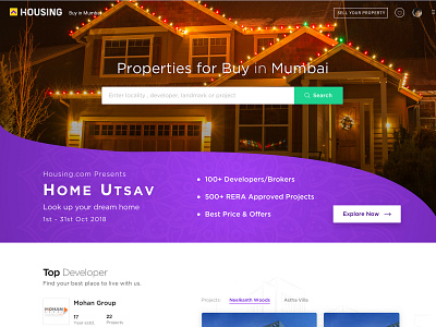 Diwali Home Utsav Event Page Banner ad product advertising branding marketing ui web