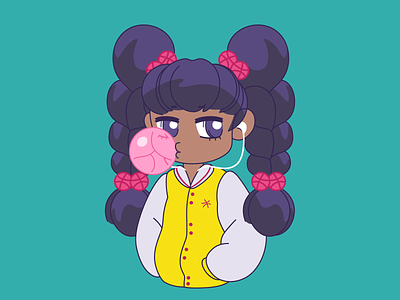 Hello Dribbble bubblegum dribbble first shot girl girl character illustration vector