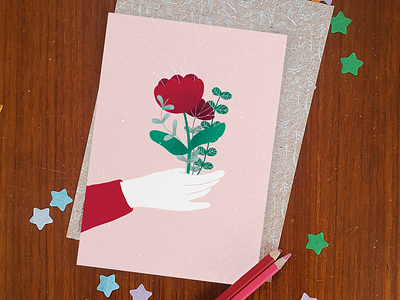 Flowers art card doodle drawing illustration