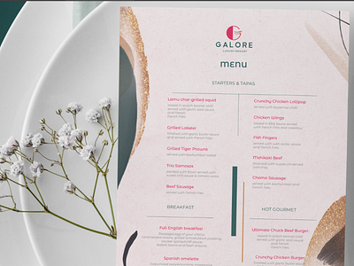 Luxury hotel menu concept 5 star