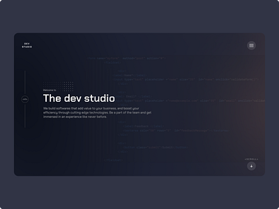 The Dev Studio code coding design developer devs frontend landingpage ui uiux website