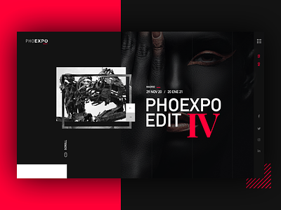 PHOEXPO EDIT black contemporary homepage homepage design interfacedesign modern design photograph photographer photography redesign square ui uxui webdesign website design