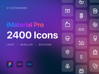 iMaterial Pro Icons app duotone figma icon icon set icons ios14 light material design minimal regular ui ui design ux vector web