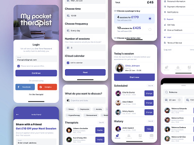 My Pocket Therapist - healthcare app branding design logo ui uiux design web design