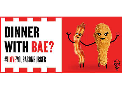 #ILoveYouBaconBurger - KFC advertising chicken digital fast food food graphic design kfc pun restaurant