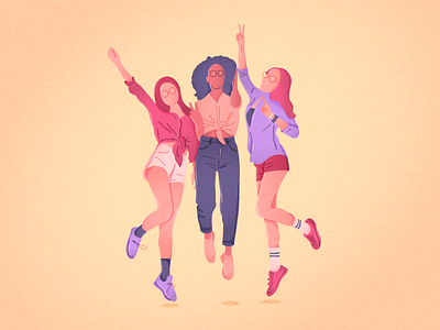 Friends girls colors design girls illustration pink vector