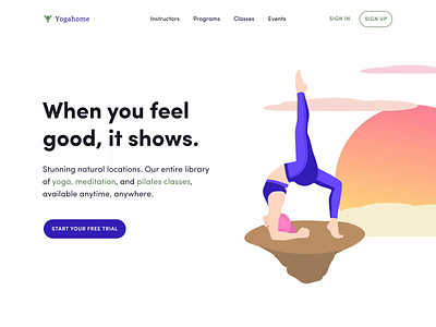 Yoga Studio animation colors concept design homepage illustration layout lifestyle mainpage relax ui ux vector web web design yoga