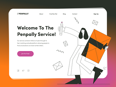 Penpally Service Concept design graphic design heropage homepage illustration layout linear lineart lines minimal postal service ui ux vector web design