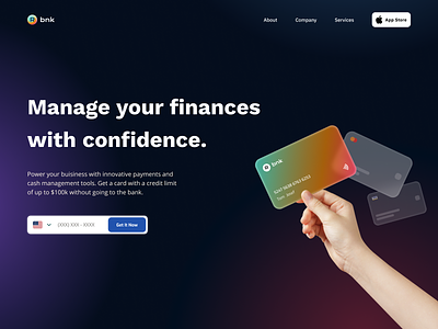 Remitis Bank Hero Section bank credit card finance financial technology fintech hero section landing page mobile banking neobank website product page visual identity