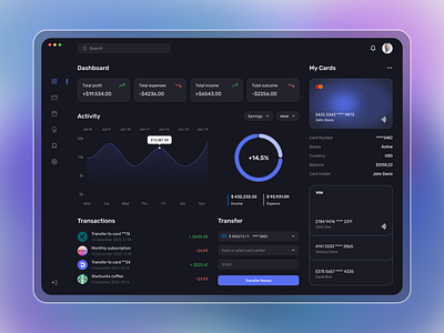 Digital Banking Design Concept app banking banking app darktheme dashboard desktop diagram figma finance glass gradient uiux