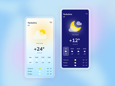 Daily Weather Mobile App app apple cloud daily illustration mobile moon sun ui ux vector weather