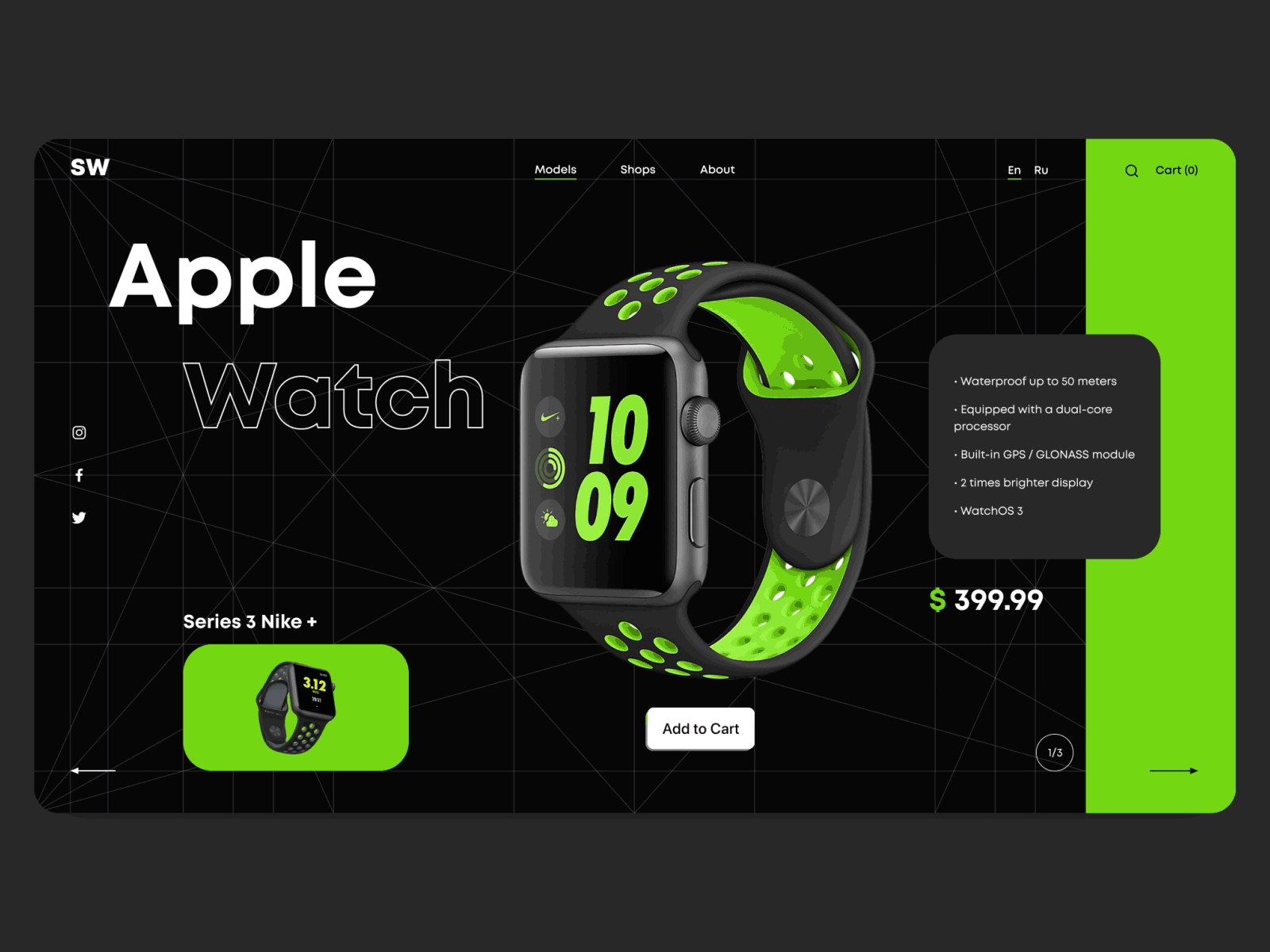 SmartWatch Main Website Page Concept animation dark dark theme figma figmotion graphic design grid grid template motion motion graphics non standard grid smart watch ui uiux watch