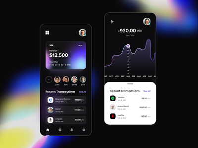Mobile Banking App Concept animation application bank banking app card design figma figma animation finance gradient income ios isometric animation isometry mobile money transaction ui