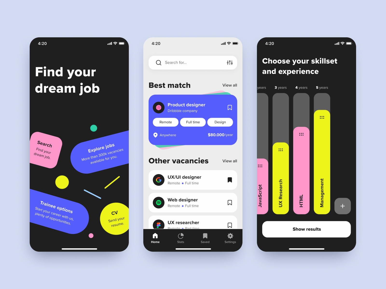 Searching for a Job App by ScrumLaunch on Dribbble