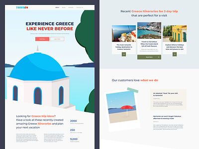 Greece landing page design flat graphic design greece illustration landing landing page nature santorini tour travel ui ux vector web web design