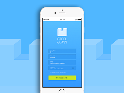 Daily UI Challenge :: 001 :: Sign up form for STEEL GLASS
