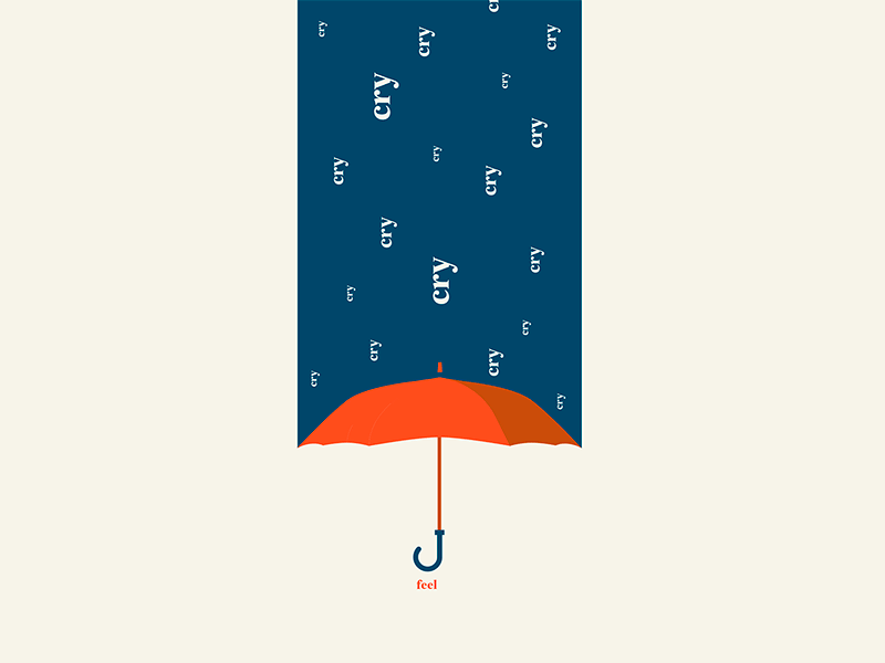 Cry And Feel animation cry emotion feel heart illustration rain tears umbrella