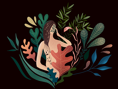 First deed. deed eve illustratio leaf paradise tropical woman