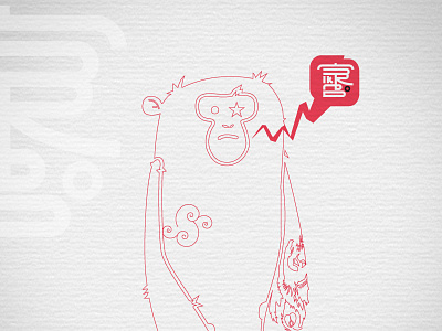 BLKRED BRANDING black branding character identity illustration line work logo macaque monkey pseudo japanese red tattoo