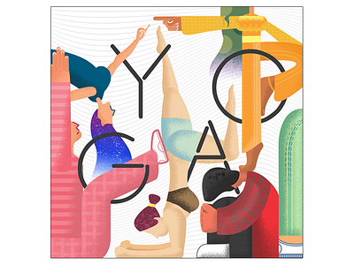 YOGA abstract character character design flat design geometic illustration modern style pose stretching typography yoga