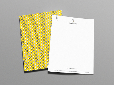 Press Code visual identity elements digital print letterhead pattern print house yellow