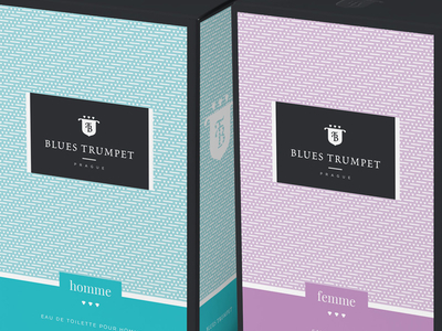 Blues Trumpet identity parfume box shopping bags