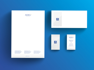 Adeo Aparthotel blue business card envelope hotel letterhead monogram sea