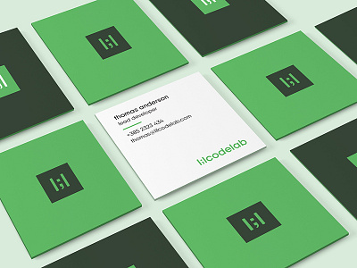 Lil Biz Cardz :) green pixel square business cards