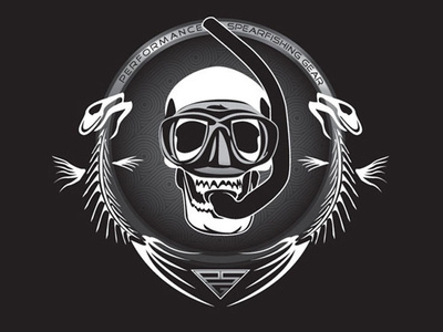 Diver Skull bones branding coastal design diver diving fish fisherman fishes fishing freediving illustration logo offshore skull skull and crossbones spearfishing vector
