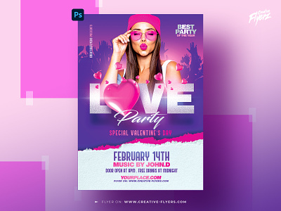 Valentine's Day Flyer (PSD) creativeflyer creativeflyers design flyer flyer design flyer psd flyer templates graphic design graphicdesign love party party flyer psd flyer valentines day valentines day flyer