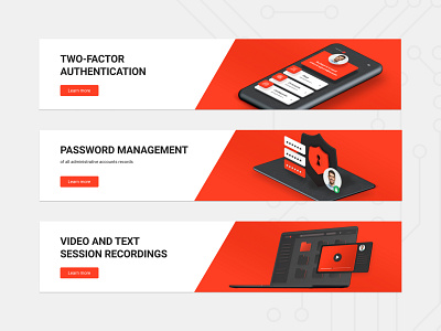 Banners for cybersecurity company website banner cybersecurity isometric mockup red security website