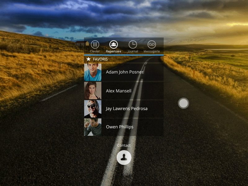 SIDE : Interactive windshield // Contacts app automotive car contact gif phone touche voice windshield