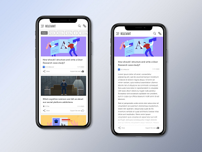 Relevant app branding design mobile app mobile design mobile ui news news app newsfeed ui ux