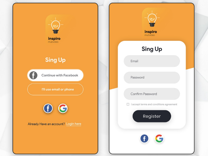 Inspiro login userinterfacedesign mobileapp ux ui iphonex iosdesign design uigradient uxdesigner uidesign uxdesign appdesign iosapps userexperience userinterface
