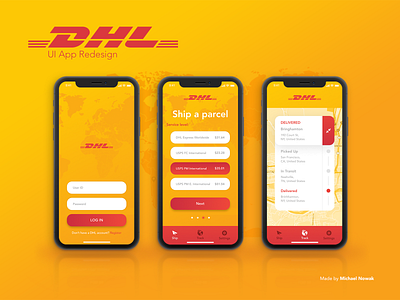 DHL - UI App Redesign app branding design dhl icon ui ux ui design web