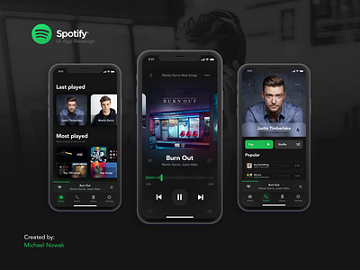 Spotify - UI App Redesign app branding design ui ui ux ui design uiux ux design web