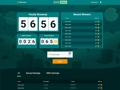 Giveaways gaming website ui design