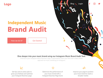 Music Landing page illustration ui ux