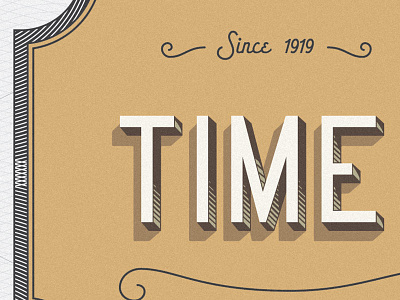 "Time" Rejected Concept guilloche lettering plate shadow swirlies time