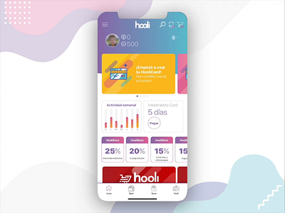 Hooli - Motion UI - Bank design fintech fintech app graphic interface interface design interfaces mobile mobile app mobile app design mobile design mobile ui motion motion design motion ui prototype prototype animation prototyping ui ux