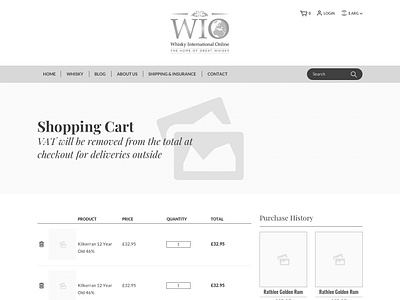Whisky International Online - Wireframes Cart & Blog brand design developer graphic mobile motion product site ui ux web website wireframe wireframe design wireframe page