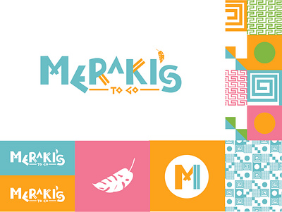 Meraki's To Go branding design foodtruck greek food logo patterns