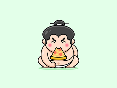Pizzumo 🍕 cartoon logo cute logo food funny illustration happy face pizza pizza logo summo logo