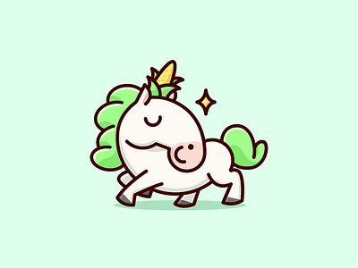 Unicorn 🦄🌽 cute funny illustration logo unicon