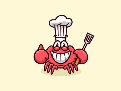 Happy Crabby Chef business chef cooking crab culinary design food illustration logo seafood vector