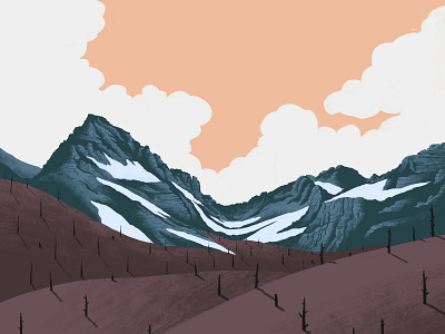 Glacier National Park: Scarred Forests climate change digital illustration editorial illustration environment illustration nature poster art