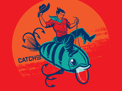 The Fishing Cowboy cowboy design fishing illustration lure sticker vector