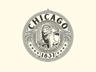 The Seal of Chicago badge badge design badge logo city seal lion monoline victorian