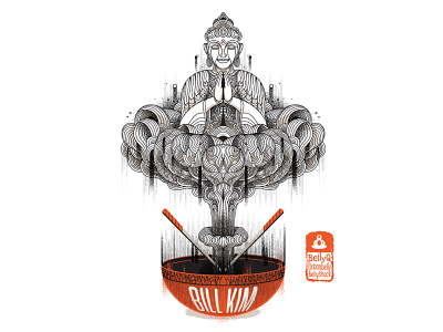 Chef Bill Kim Illustration adobe adobe illustrator buddha design explosion food illustration illustraion noodle art noodles spicy vector