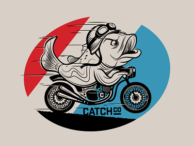 Fish on a Bike adobe adobe illustrator design dirtbike fish fishing illustration sticker art vector
